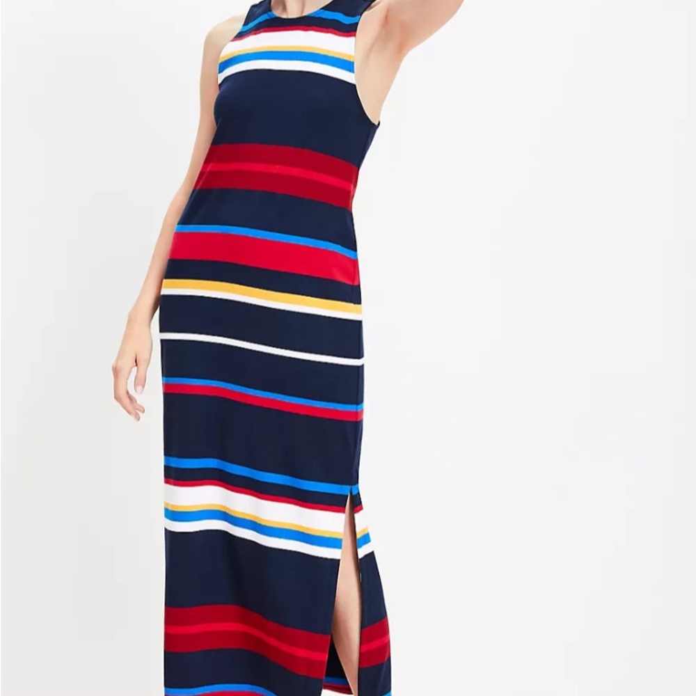 Loft Medium Striped Sleeveless Maxi Dress NWT